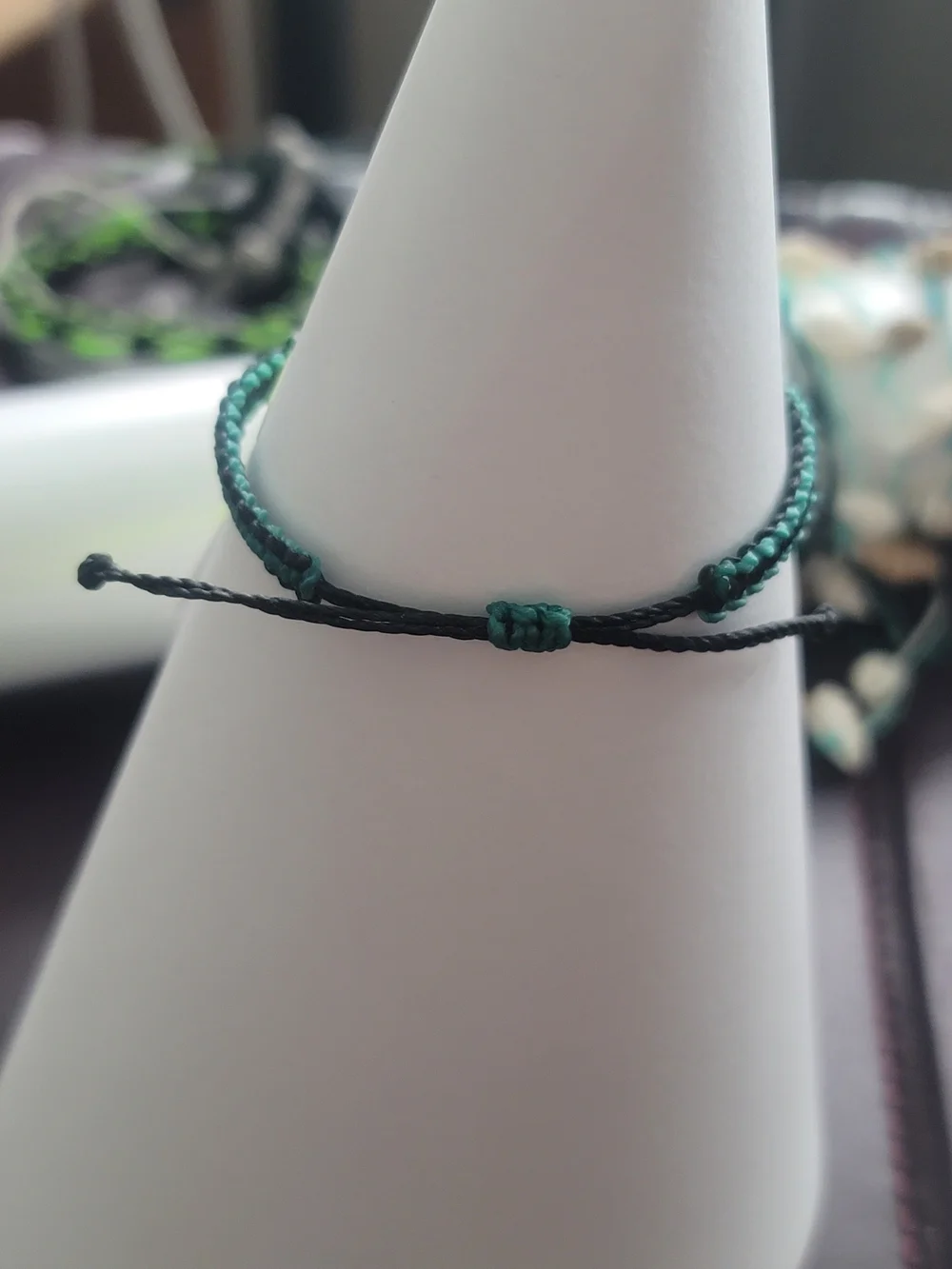 Handmade Braided Bracelet in Teal and Dark Green